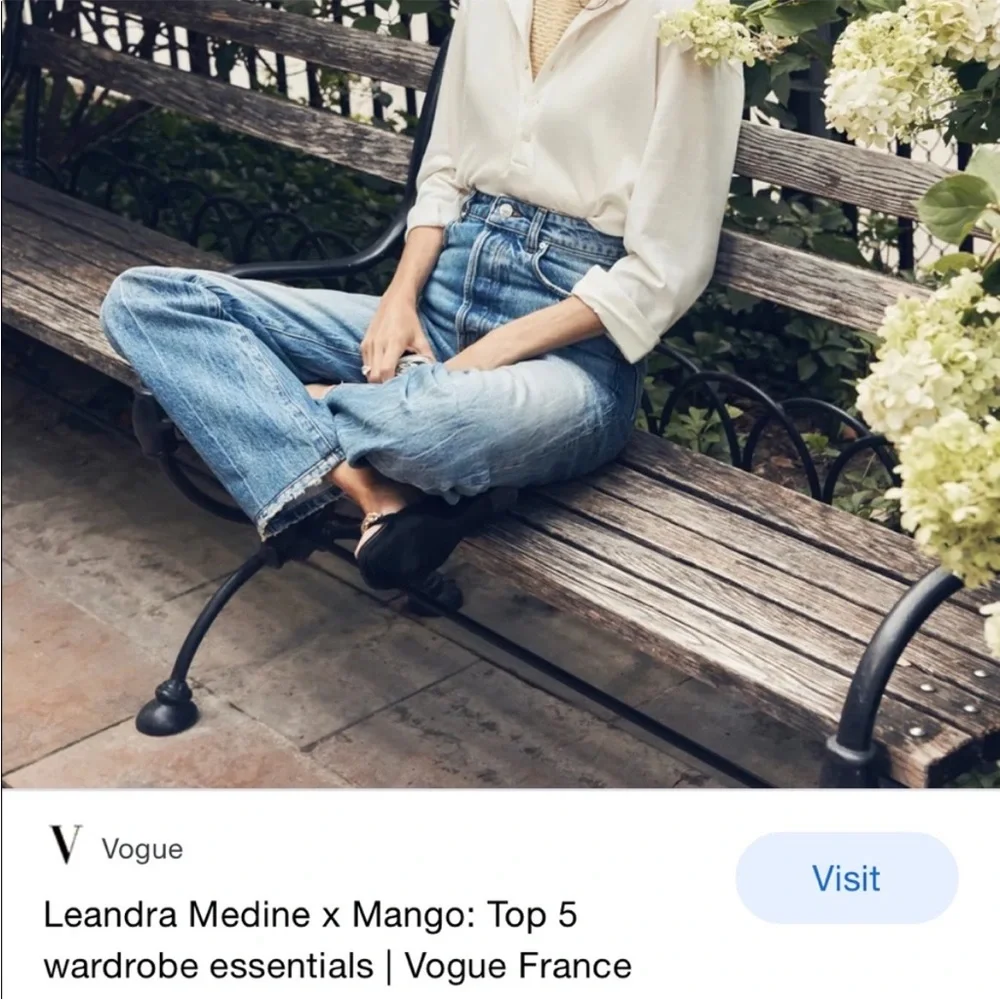 Leandra Medine X Mango Button Fly Dark Denim Jeans Women’s 4 Straight Hi Rise - Picture 14 of 14
